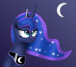 Size: 1024x900 | Tagged: safe, artist:platinumdrop, princess luna, alicorn, pony, gradient background, luna is not amused, moon, solo, unamused