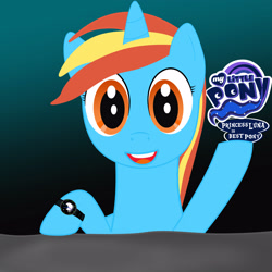 Size: 3000x3000 | Tagged: safe, artist:mojing, princess luna, oc, oc:dusking sky, pony, unicorn, logo, smiley face, watch