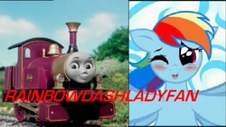 Size: 640x360 | Tagged: dead source, safe, artist:jennafan1234, artist:pyruvate, edit, rainbow dash, pegasus, pony, cargo ship, crack shipping, crossover shipping, female, lady (thomas and the magic railroad), lesbian, locomotive, thomas the tank engine, train, train fetish, wat, why