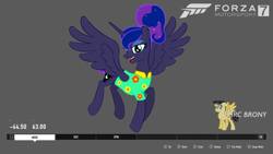 Size: 1280x720 | Tagged: safe, artist:forzaveteranenigma, princess luna, alicorn, pony, between dark and dawn, season 9, base used, digital art, forza motorsport 7, simple background, watermark, youtube link in the description