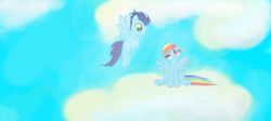 Size: 1006x451 | Tagged: safe, artist:ajatherat, rainbow dash, soarin', pegasus, pony, female, male, shipping, soarindash, straight