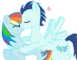 Size: 629x488 | Tagged: safe, artist:kyuuchan09, rainbow dash, soarin', pegasus, pony, female, kiss on the cheek, kissing, male, shipping, soarindash, straight