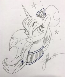 Size: 1738x2048 | Tagged: safe, artist:andypriceart, princess luna, alicorn, pony, monochrome, pencil drawing, solo, traditional art