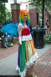 Size: 1365x2048 | Tagged: artist needed, safe, rainbow dash, human, clothes, cosplay, dress, gala dress, irl, irl human, katsucon, photo