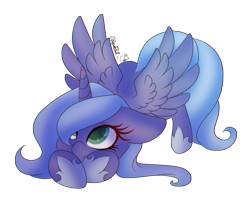 Size: 3160x2580 | Tagged: safe, artist:greenmarta, princess luna, alicorn, pony, colored pupils, cute, female, filly, floppy ears, hoof shoes, lunabetes, s1 luna, simple background, solo, spread wings, transparent background, wings, woona, younger