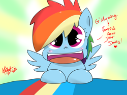 Size: 1600x1200 | Tagged: safe, artist:max301, rainbow dash, pegasus, pony, dialogue, filly, filly rainbow dash, solo