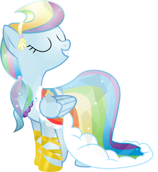 Size: 5061x5500 | Tagged: safe, artist:theshadowstone, rainbow dash, pegasus, pony, .svg available, absurd resolution, clothes, crystallized, cute, dashabetes, dress, eyes closed, female, gala dress, grin, mare, sandals, simple background, smiling, solo, sweet dreams fuel, transparent background, vector