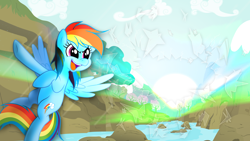 Size: 1920x1080 | Tagged: safe, artist:meteor-venture, rainbow dash, pegasus, pony, solo, vector, wallpaper