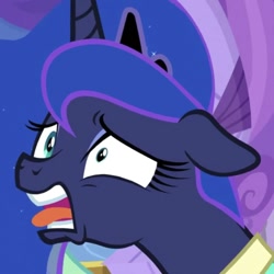 Size: 696x696 | Tagged: safe, screencap, princess luna, alicorn, pony, between dark and dawn, coughing, cropped, disgusted, floppy ears, tongue out, unpleasantly surprised