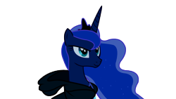 Size: 5000x2813 | Tagged: safe, artist:dragonollie15, princess luna, alicorn, pony, luna eclipsed, clothes, crown, ethereal mane, female, hoodie, jewelry, mare, regalia, simple background, smiling, solo, transparent background, vector