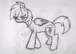 Size: 2821x2004 | Tagged: safe, artist:halfaman, rainbow dash, pegasus, pony, monochrome, rainbow, sketch, sketchbook, solo, tired