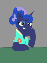 Size: 960x1280 | Tagged: safe, artist:shooting star, princess luna, alicorn, pony, between dark and dawn, canon, clothes, cute, faic, female, hawaiian shirt, lunabetes, mare, scene interpretation, shirt, solo