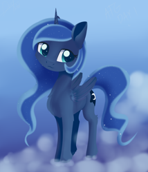 Size: 1368x1600 | Tagged: safe, artist:dusthiel, princess luna, alicorn, pony, atg 2019, chest fluff, cute, ear fluff, female, gradient background, leg fluff, lunabetes, mare, newbie artist training grounds, solo