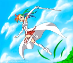 Size: 1772x1523 | Tagged: safe, artist:nancysauria, rainbow dash, human, humanized, solo, sword, sword art online