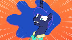 Size: 1920x1080 | Tagged: safe, screencap, princess luna, alicorn, pony, between dark and dawn, angry, clothes, female, hawaiian shirt, luna is not amused, mare, shirt, traditional royal canterlot voice, unamused