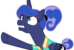 Size: 4947x3375 | Tagged: safe, artist:sketchmcreations, princess luna, alicorn, pony, between dark and dawn, alternate hairstyle, angry, clothes, female, raised hoof, shirt, simple background, transparent background, vector