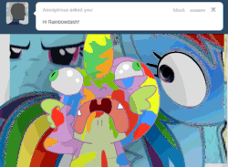 Size: 657x481 | Tagged: safe, rainbow dash, spike, dragon, pegasus, pony, animated, spike-replies, tumblr
