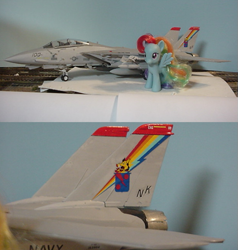 Size: 617x647 | Tagged: safe, artist:lonewolf3878, rainbow dash, f-14 tomcat, irl, model plane, obligatory pony, toy