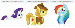 Size: 810x304 | Tagged: safe, braeburn, rainbow dash, rarity, pegasus, pony, unicorn, exploitable meme, juxtaposition, juxtaposition win, meme, shipping