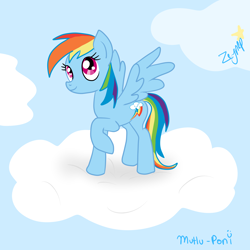 Size: 2500x2500 | Tagged: safe, artist:mutlu poni, rainbow dash, pegasus, pony, cloud, cloudy, solo