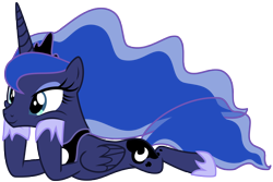 Size: 12000x8000 | Tagged: safe, artist:sunshi, princess luna, alicorn, pony, between dark and dawn, absurd resolution, cute, female, hoof on chin, lunabetes, mare, prone, simple background, smiling, solo, transparent background, vector