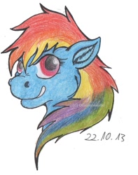 Size: 1180x1498 | Tagged: safe, artist:osayioniwabo, rainbow dash, pegasus, pony, bust, portrait, solo, traditional art