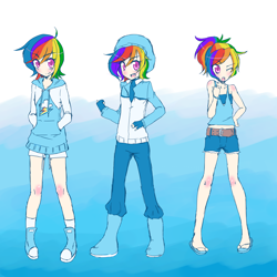 Size: 2500x2500 | Tagged: safe, artist:applestems, rainbow dash, human, clothes, converse, hoodie, humanized, ponytail, shoes