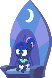 Size: 2649x4000 | Tagged: safe, artist:megarainbowdash2000, princess luna, alicorn, pony, between dark and dawn, age regression, baby, baby pony, cute, diaper, female, filly, foal, lunabetes, simple background, solo, throne, transparent background, weapons-grade cute, woona, younger