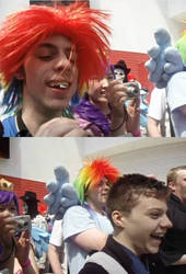 Size: 640x940 | Tagged: safe, artist:tomjmoss, rainbow dash, ghost, human, brony, clothes, cosplay, costume, irl, irl human, london mcm expo, photo, textless, the man they call ghost, true capitalist radio