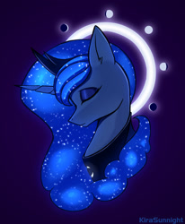 Size: 2060x2500 | Tagged: safe, artist:kirasunnight, princess luna, alicorn, pony, bust, eyes closed, female, mare, portrait, solo