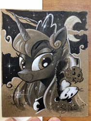 Size: 1536x2048 | Tagged: safe, artist:andypriceart, princess luna, tiberius, alicorn, pony, female, mare, traditional art