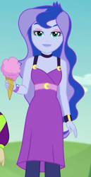 Size: 544x1053 | Tagged: safe, screencap, princess luna, vice principal luna, better together, choose your own ending, equestria girls, the road less scheduled, the road less scheduled: celestia, cropped, food, ice cream, sleeveless