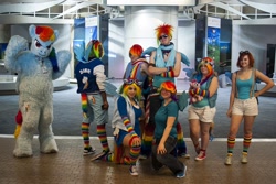 Size: 1000x669 | Tagged: artist needed, safe, rainbow dash, human, cosplay, fursuit, goggles, irl, irl human, photo, rule 63, suspenders, youmacon, youmacon 2013