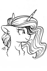 Size: 1000x1500 | Tagged: safe, artist:tillie-tmb, princess luna, alicorn, pony, bust, monochrome, portrait, solo