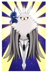 Size: 654x1000 | Tagged: safe, artist:vavacung, princess luna, alicorn, pony, series:isekai no mlp, crossover, female, hollow knight, the radiance