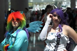 Size: 1152x768 | Tagged: safe, artist:neko-no-danna, rainbow dash, rarity, human, anime expo, anime expo 2012, convention, cosplay, irl, irl human, photo