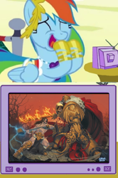 Size: 592x890 | Tagged: safe, rainbow dash, pegasus, pony, epic, exploitable meme, fangasm, fangirl, god-emperor of mankind, heresy, meme, obligatory pony, sigmar, tv meme, war hammer, warhammer (game), warhammer 30k, warhammer 40k, warhammer fantasy, weapon