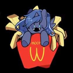 Size: 700x700 | Tagged: safe, artist:snowillusory, princess luna, alicorn, pony, food, french fries, solo