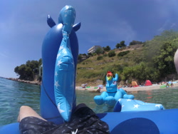 Size: 4000x3000 | Tagged: safe, artist:arniemkii, princess luna, rainbow dash, alicorn, horse, pegasus, pony, sea pony, unicorn, bootleg, croatia, female, holiday, hongyi, horseplay, inflatable, inflatable toy, inflation, irl, mare, nature, photo, summer