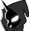 Size: 60x63 | Tagged: safe, artist:generalhound, princess luna, alicorn, pony, female, glowing eyes, grin, hood, mare, pixel art, simple background, smiling, solo, transparent background