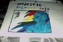 Size: 640x426 | Tagged: safe, rainbow dash, pegasus, pony, female, mare, simple background, solo, traditional art