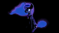 Size: 1920x1080 | Tagged: safe, artist:aetriphous, princess luna, alicorn, pony, digital art, eyelashes, female, glow, glowing mane, glowing tail, practice, sitting, solo