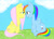 Size: 600x434 | Tagged: safe, artist:valiumangel, fluttershy, rainbow dash, pegasus, pony, blushing, female, flutterdash, lesbian, shipping