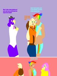 Size: 900x1191 | Tagged: safe, artist:mewpika, derpibooru import, applejack, fluttershy, rainbow dash, appledash, comic, female, humanized, lesbian, shipping