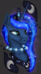 Size: 1080x1920 | Tagged: safe, artist:probaldr, princess luna, alicorn, pony, bust, cutie mark background, portrait, solo