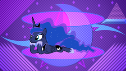 Size: 3840x2160 | Tagged: safe, artist:frownfactory, artist:laszlvfx, edit, princess luna, alicorn, pony, female, mare, prone, solo, vector, wallpaper, wallpaper edit