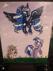 Size: 3120x4160 | Tagged: safe, artist:annuthecatgirl, princess luna, twilight sparkle, twilight sparkle (alicorn), alicorn, pony, painting, traditional art