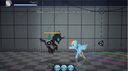 Size: 641x356 | Tagged: safe, derpibooru import, rainbow dash, changeling, pegasus, pony, fangame, friendship is epic, video game