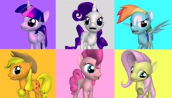 Size: 2308x1320 | Tagged: safe, derpibooru import, applejack, fluttershy, pinkie pie, rainbow dash, rarity, twilight sparkle, twilight sparkle (alicorn), alicorn, earth pony, pegasus, pony, unicorn, pony creator, 3d, female, hearts and hooves day, mane six, mare, ponylumen