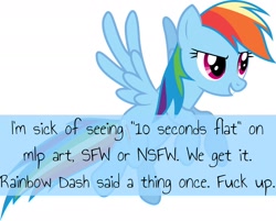 Size: 1280x1028 | Tagged: safe, rainbow dash, pegasus, pony, op is a cuck, op is trying to start shit, pony confession, solo, tumblr, vulgar